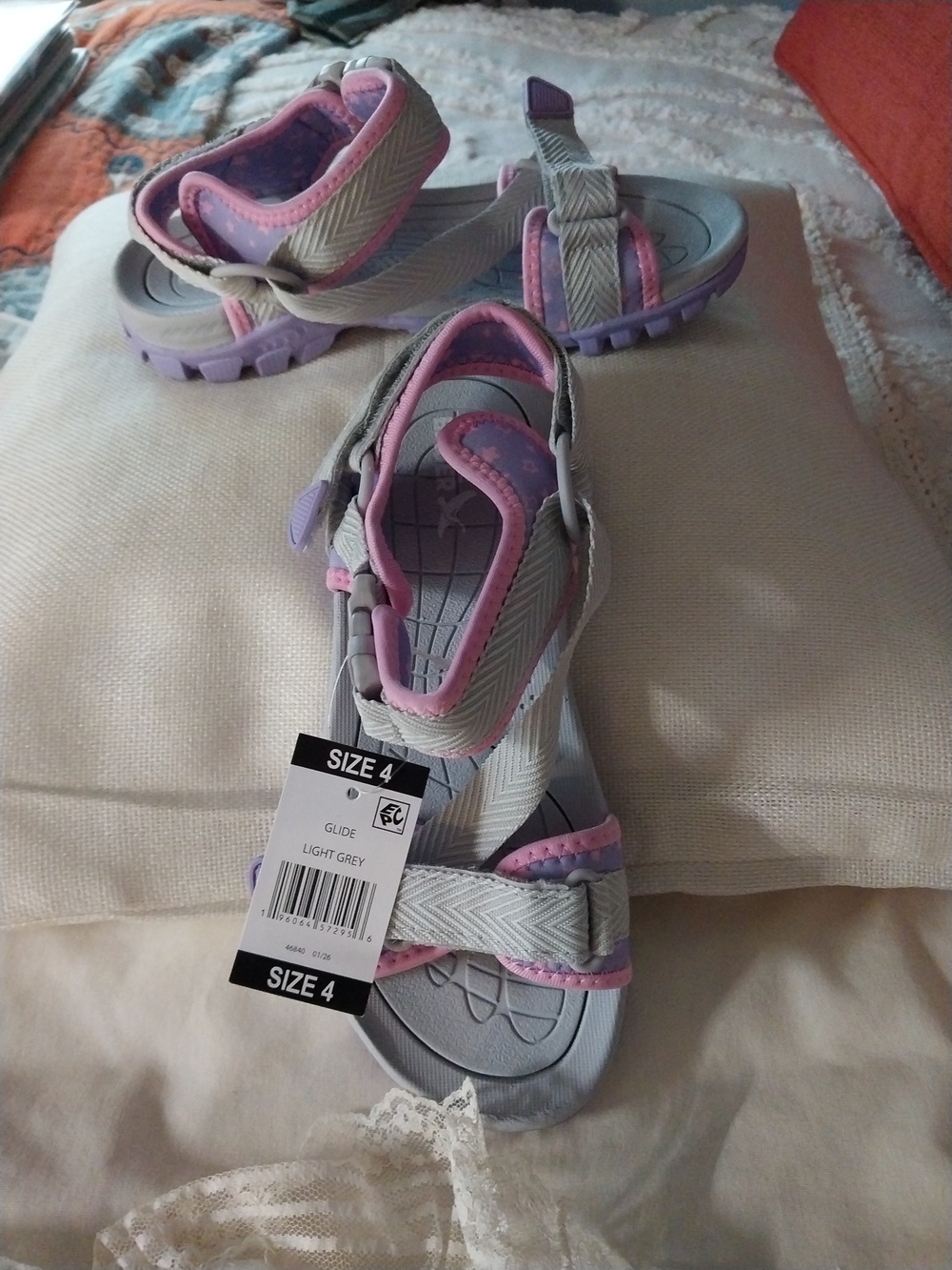 Eddie Bauer Kids Light Grey and Pink Sport Sandals